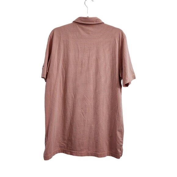 Peter Millar Polo Shirt Mens Medium Orange Striped Seaside Wash Golf Preppy - Picture 8 of 11